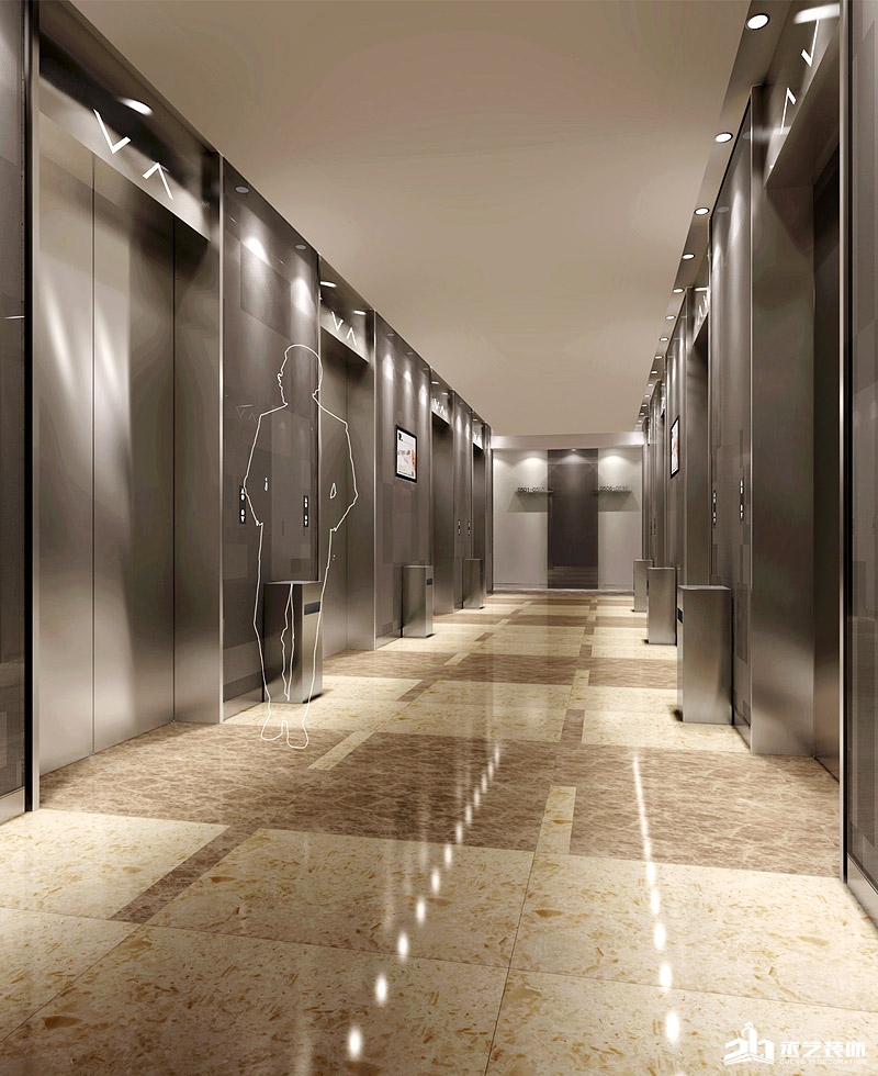科匯金谷辦公樓裝修設計 電梯走道裝修
